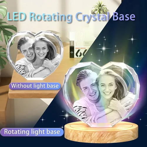 Miniatura 5 de Foto de cristal 3D, regalos personalizados para mujeres, esposa, día del padre, papá, regalo personalizado de vidrio grabado con láser 3D, corazón, L