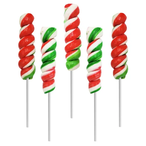 Fruidles Paquete de 12 paletas de Navidad Twist, sabor a fruta mixta, paletas envueltas individualmente, ventosas giratorias de 3 pulgadas (paquete