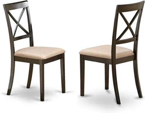 Miniatura 13 de East West Furniture BOC-MAH-W Boston - Sillas de comedor con respaldo cruzado de madera, juego de 2, caoba