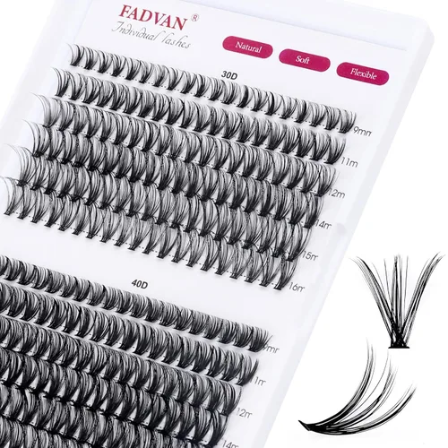 Extensiones de pestañas en racimo, pestañas individuales, 280 unidades, para colocar en casa, rizado D, mezcla de 9-16 mm, naturales y dispersas,