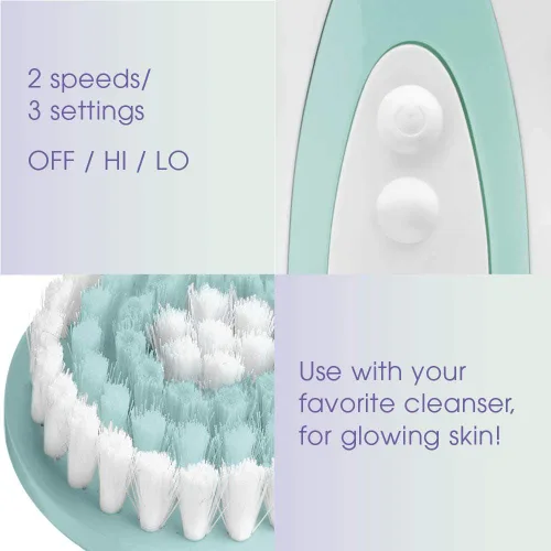 Miniatura 4 de True Glow by Conair - Cepillo de limpieza facial a pilas, limpiador facial sónico con 3 cabezales de cepillo, herramienta impermeable