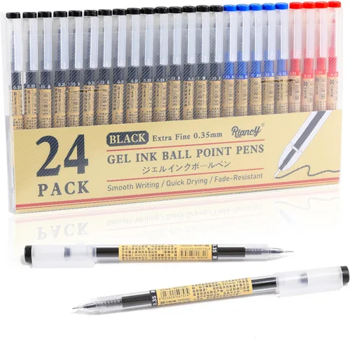 Miniatura 10 de Paquete de 12 bolígrafos de tinta de gel azul, punta extrafina de 0.014 in, papelería de estilo japonés, secado rápido, sin mancha, sin sangrado