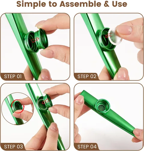 Miniatura 8 de LovesTown Kazoos Instrumentos Musicales, 6 Piezas de Kazoos de Metal con Flauta para Niños, Regalo, Favor de Fiesta, Relleno de Bolsa de Regalo