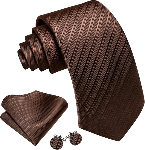 Miniatura 143 de Barry.Wang Juego de corbatas para hombre, corbata de seda a rayas, tejido a cuadros, gemelos formales, negocios, boda