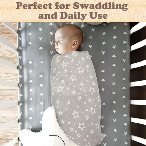 Miniatura 6 de Mantas para bebés recién nacidos, niños y niñas 0 – 3 meses 3 juegos de mantas para envolver ajustables para bebé con correas de cierre., Gris