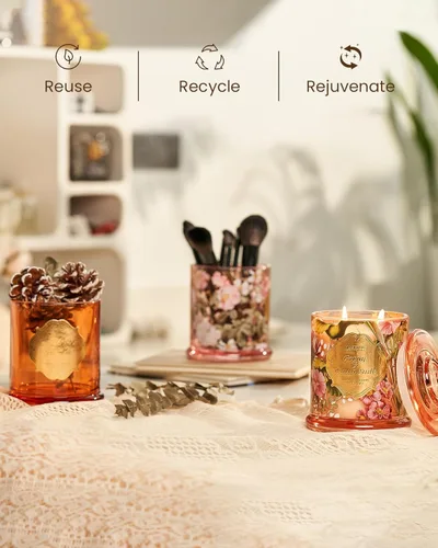 Miniatura 6 de M&SENSE Velas de rosas aromáticas para el hogar, velas de soja orgánicas, no tóxicas, sin hollín, vela en tarro grande de 12.7 onzas, 75 horas