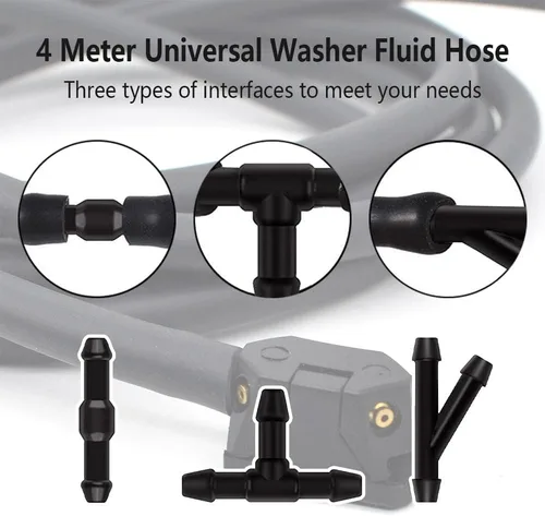 Miniatura 5 de Kit de manguera de limpiaparabrisas 7 en 1, incluye 2 piezas de boquillas de limpiaparabrisas universales de 4 agujeros montadas en brazo + 4 piezas