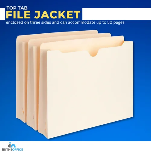 Miniatura 3 de 1InTheOffice Chaqueta de archivo, expansión de 2 pulgadas, almacenamiento de archivos Manila, tamaño carta, paquete de 50