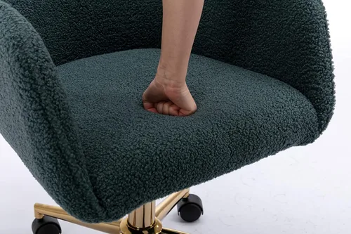 Miniatura 6 de Silla de oficina en casa, silla de escritorio peluda, silla de tocador tapizada y esponjosa, silla de trabajo moderna, silla giratoria ajustable