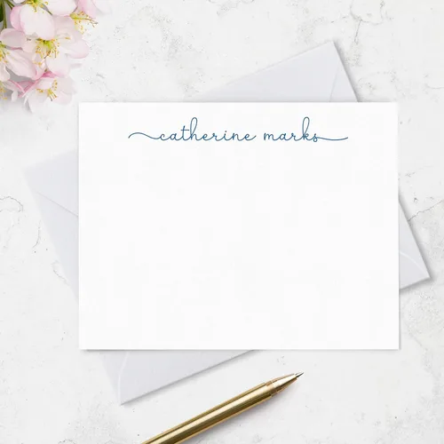 Miniatura 3 de Tarjetas de notas estacionarias personalizadas y sobres para mujeres con nombre en letra cursiva minúscula, elija colores de tinta y sobres