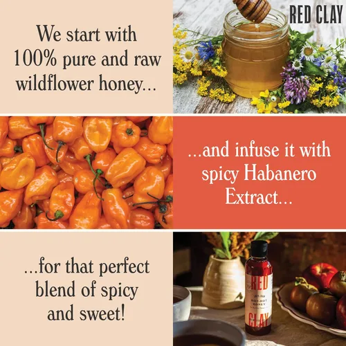 Miniatura 5 de Red Clay Hot Honey - Sin gluten - Miel picante paleo - Miel picante 100% pura y cruda - Miel infundida con pimientos habaneros - Dulce con un toque