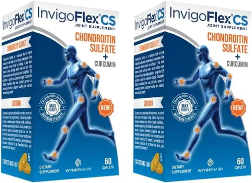 INVIGOFLEX Sulfato de condroitina con curcumina de cúrcuma sin OMG para rodilla, mano, espalda y cadera, suplemento premium para articulaciones CS -