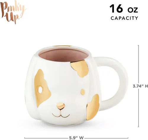 Miniatura 4 de Taza Pinky Up Penny con cachorro, taza de café bonita para los amantes de los perros, con 16 oz de capacidad, y accesorio para té, de cerámica