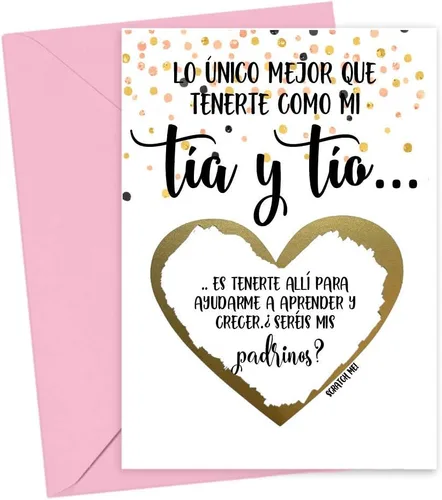 Tarjeta para raspar con texto en inglés «Will You Be My Godmother Godfather Scratch Off», tarjeta para promoción de Tia y Tio a Padrinos de parte de