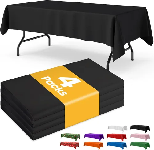 Miniatura 18 de Niuara Mantel de bandera estadounidense, paquete de 4 manteles patrióticos desechables de 54 x 108 pulgadas para mesas de 6 pies, decoraciones del 4