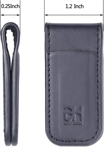 Miniatura 11 de Soporte magnético delgado para tarjetas de visita de cuero genuino para hombres, Negro -, Slim