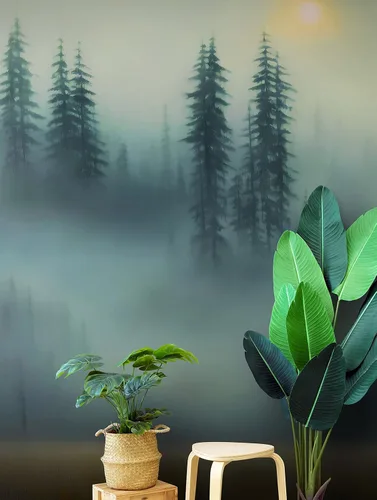 Miniatura 3 de Papel tapiz de bosque brumoso, papel tapiz extraíble de bosque, papel tapiz de bosque brumoso, papel tapiz temporal, papel tapiz para guardería