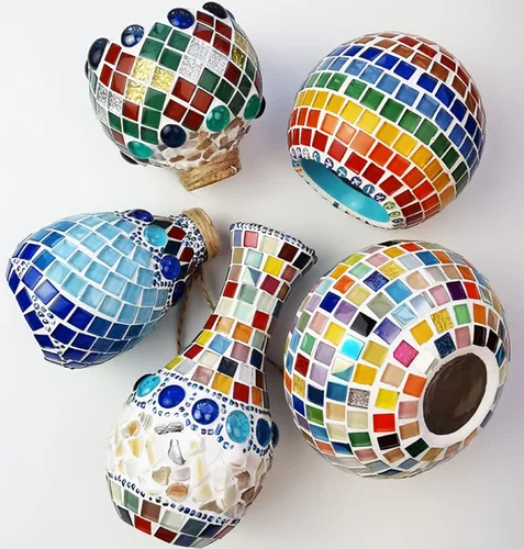 Miniatura 5 de Azulejos de mosaico cuadrados de cristal de cristal mosaico de vidrio para manualidades, marcos de fotos hechos a granel, joyería hecha a mano