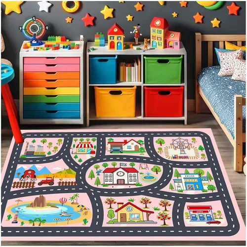 Miniatura 14 de Alfombra para niños, alfombra de coche para niños, tapete de juego, alfombra para coches de juguete para sala de juegos, aula, habitación de niños