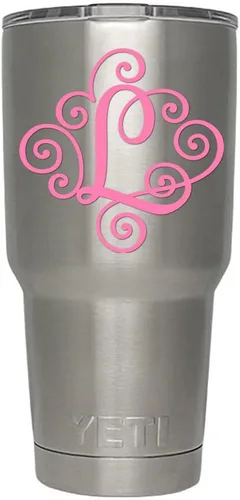 Miniatura 16 de Monogram - Calcomanía troquelada/vinilo adhesivo. Haga clic para opciones de color/letra. Disponible en cuatro colores y todas las letras de la A
