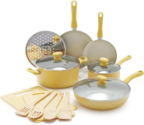 Miniatura 12 de GreenLife Soft Grip - Juego de 23 utensilios de cocina antiadherentes de cerámica saludable con utensilios de cocina, sin PFAS, apto para Negro