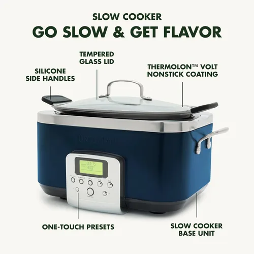 Miniatura 5 de GreenPan - Olla eléctrica programable Elite de cocción lenta 8 en 1, 6 cuartos de galón, tapa de vidrio y recipiente extraíble, sin PFAS, cerámica