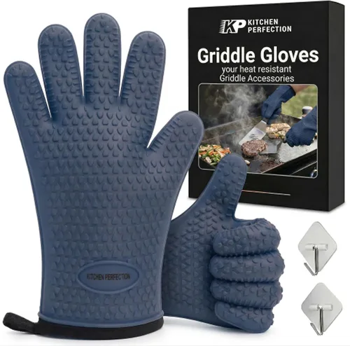 Miniatura 12 de KITCHEN PERFECTION Guantes de silicona para horno y plancha -Guantes de barbacoa y parrilla resistentes al calor extremo - Maneja comida caliente