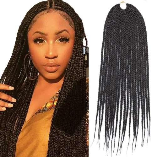 Miniatura 19 de 6 paquetes/lote (14/18/24/30) pulgadas, 0.4 in, 20 hebras por paquete, 3 extensiones de cabello trenzado de ganchillo finas, diámetro 3X