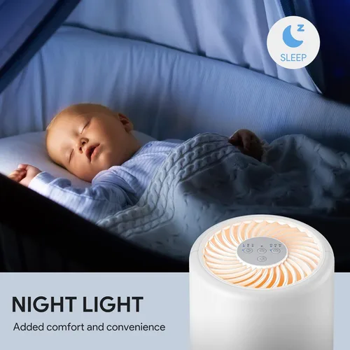 Miniatura 5 de FULMINARE Purificadores de aire para dormitorio H13 True HEPA filtro de aire, limpiador de aire silencioso con luz nocturna, purificador de aire