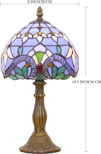 Miniatura 3 de Pequeña lámpara Tiffany Mini lámpara de mesa de vitral, lámpara de acento de mesita de noche, memoria, condolencias de 8 x 14.5 pulgadas