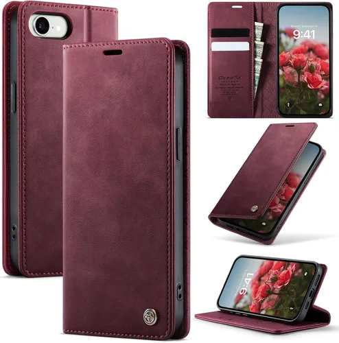 Miniatura 89 de Funda tipo cartera para iPhone 13 de piel tipo cartera con tarjetero y función atril, cierre magnético, bloqueo RFID, TPU a prueba de golpes