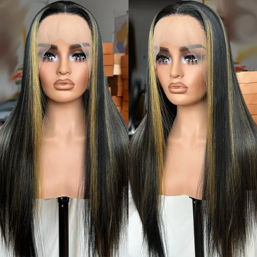 Miniatura 12 de Peluca de cabello sintético rubio de 13 x 6, con encaje frontal, sin pegamento, ondulado, rubio prearrancado, encaje transparente HD, transpirable