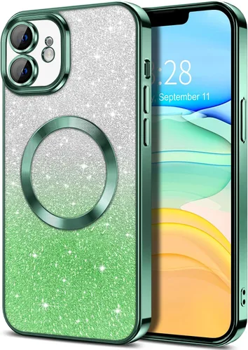Miniatura 115 de Hython Funda para iPhone 13 Pro transparente con purpurina magnética [compatible con MagSafe] Protector completo de lente de cámara delgado