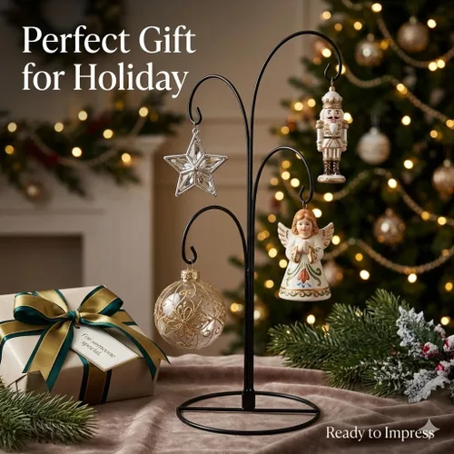 Miniatura 8 de HOHIYA Soporte de exhibición de adornos de 12 pulgadas, paquete de 2 soportes de metal de 4 brazos para decoraciones de Navidad, adornos colgantes
