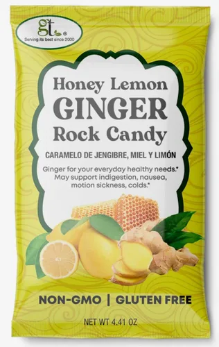 Miniatura 5 de GT Honey Lemon Ginger Rock Candy, bolsa de 4.41 onzas, 1 paquete