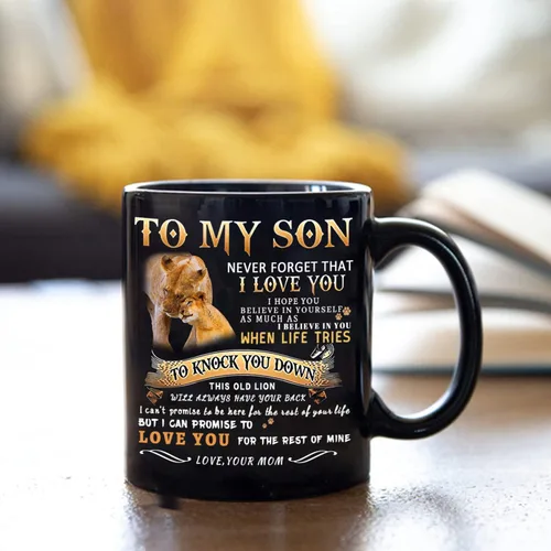 Miniatura 3 de Shqiueos Regalos inspiradores para el día del padre para hijo de mamá a mi hijo, taza de león, regalo de cumpleaños para hijo de parte de mamá, te