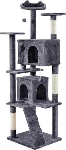 Miniatura 27 de Topeakmart Árbol para gatos de 54 pulgadas, torre para gatos con postes rascadores y percha para condominios grandes, muebles de casa con soporte