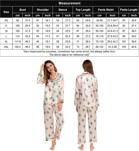 Miniatura 7 de SWOMOG - Conjunto de pijama de dos piezas, de satén de seda con botones, para mujer