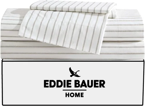 Miniatura 3 de Eddie Bauer - Juego de sábanas tamaño King, juego de ropa de cama de percal de algodón, súper suave y juego de cama, certificado Oeko-Tex