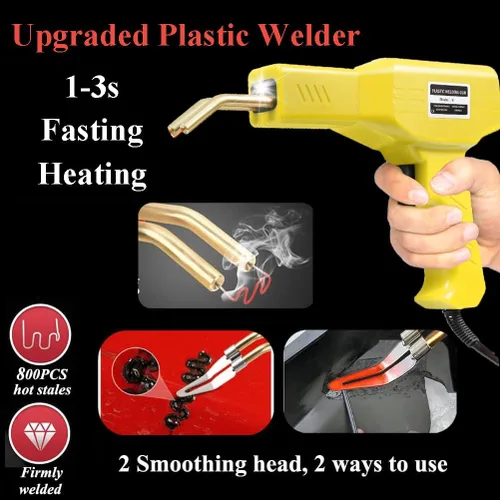 Miniatura 7 de Soldador de plástico de 220 W, kit de soldadura de plástico 2 en 1, 1000 piezas de grapas calientes, kit de reparación de plástico con 100 varillas
