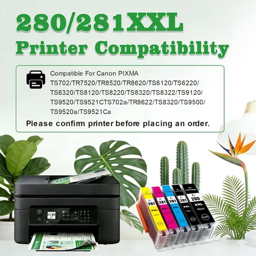 Miniatura 3 de Cartucho de tinta 280XXL PGI-280XXL CLI-281XXL 280 XL Negro 281 Cartucho de tinta PGBK Tr8620 280Bk C M Y Reemplazo para Canon PIXMA TR8620 TR8520