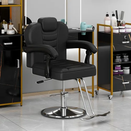 Miniatura 2 de Merax Silla de peluquería reclinable hidráulica para peluquería con asiento 20% más ancho y bomba hidráulica resistente, equipo de belleza mejorado