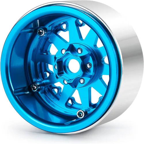 Miniatura 5 de Juego de 4 unidades de 2.2 pulgadas Beadlock llantas de rueda de metal para Axial Wraith SCX10 90048 RR10 TRX4 D90 RC Crawler Car (azul)