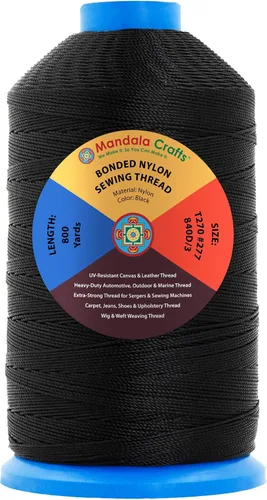 Miniatura 304 de Mandala Crafts - Hilo de nailon para coser cuero, tapicería, mezclilla y para trenzar el pelo; resistente, 1500 yardas, tamaño 69 T70 Marrón