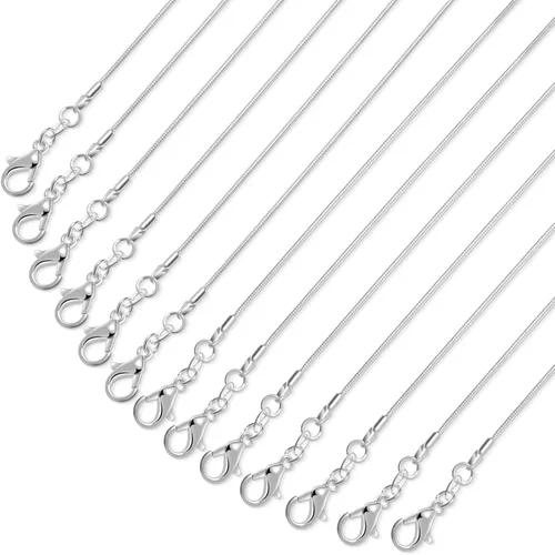 Miniatura 10 de Cadenas de Collar Paxcoo de 30 Piezas - Cadenas de Serpiente Chapadas en Plata para Hacer Joyería, 1.2 mm (22 Pulgadas)