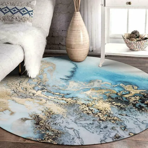 Miniatura 6 de Alfombra Lahome con diseño de mármol, de 60 x 91 cm, de lana sintética, de estilo envejecido, antideslizante. Alfombra para la entrada