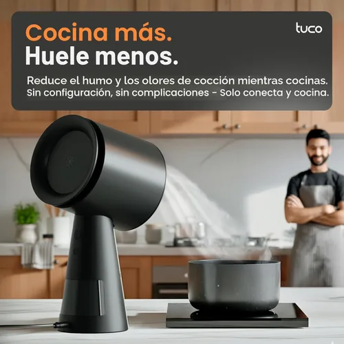 Miniatura 2 de TUCO Campana extractora portátil, ventilador de extracción de escritorio para cocina con 3 velocidades, filtro triple de polímero, aluminio