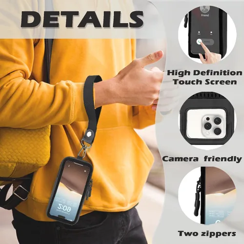 Miniatura 4 de Funda de bolsillo para teléfono con cordón cruzado ajustable y correa para la muñeca, bolsa de teléfono celular transparente compatible con pantalla