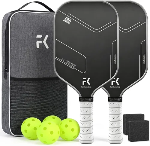Miniatura 8 de Juego de 2 palas de pickleball T700 y 0.630 in de fibra de carbono con superficie mate CMS núcleo de panal ligero y protector de borde duradero