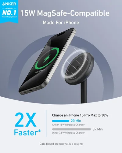 Miniatura 2 de Anker MagGo - Soporte compatible con cargador MagSafe para iPhone 17, estación de carga inalámbrica magnética rápida de 15 W, cargador inalámbrico